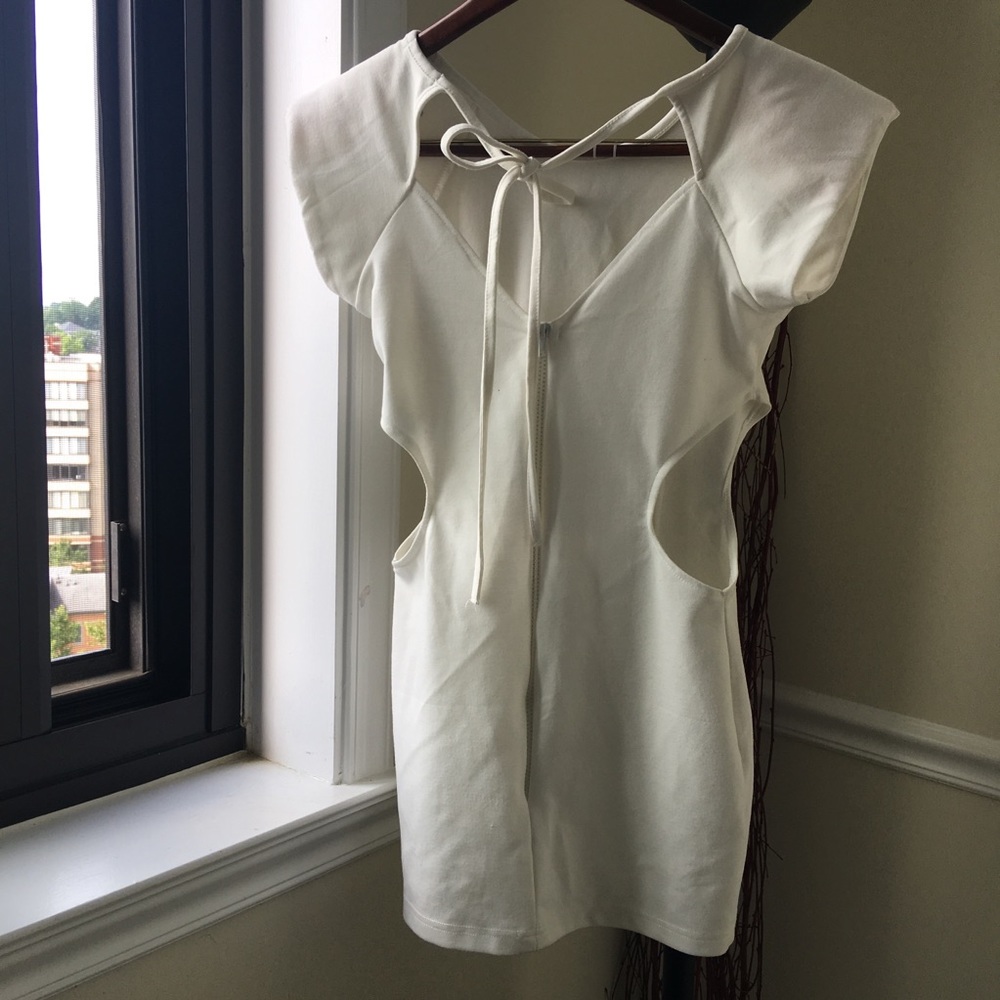 Matrix cut out sides bodycon white dress